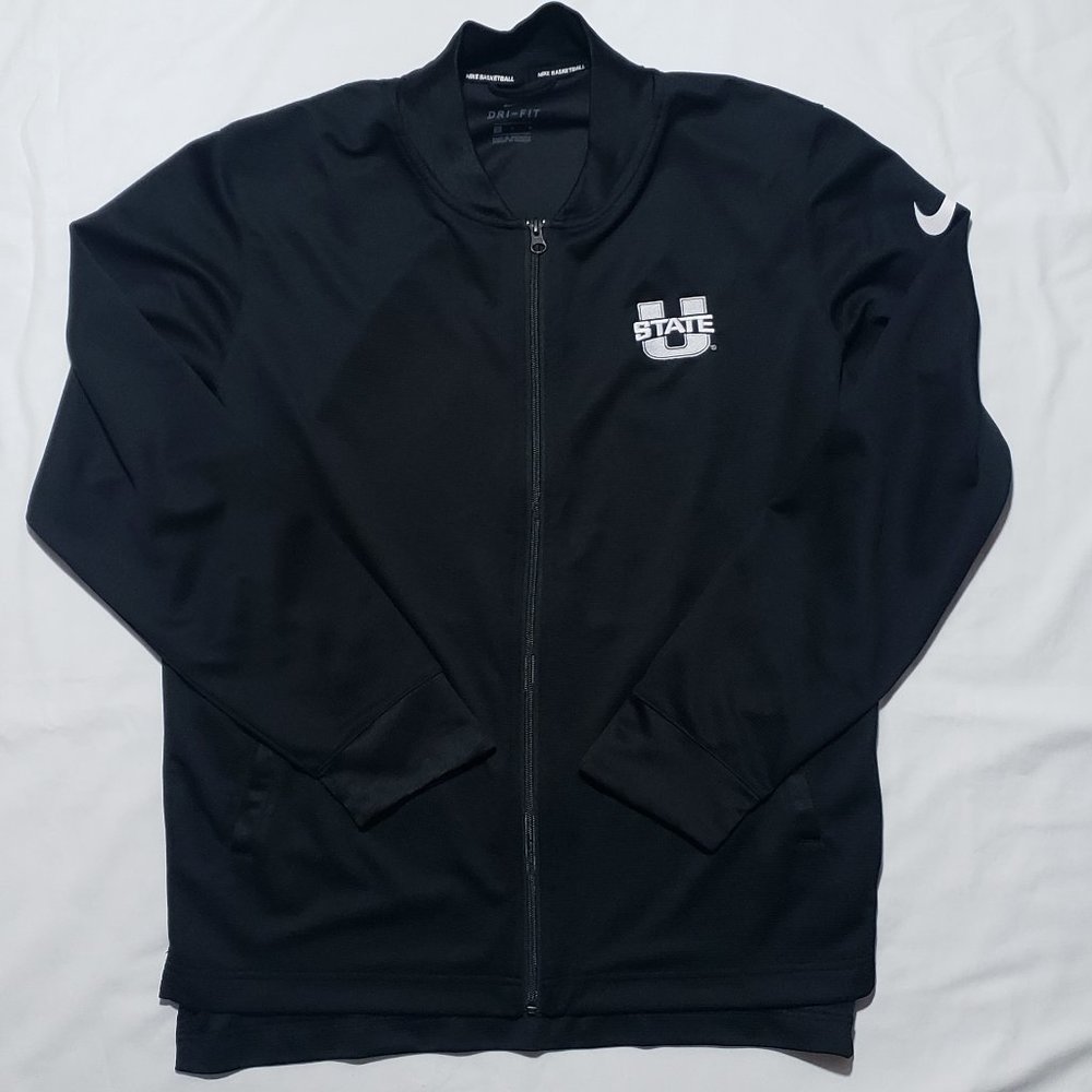 NIKE BASKETBALL UTAH STATE AGGIES DRI FIT SHOOTING JACKET BLACK LARGE EUC